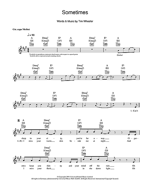 Ash Sometimes Sheet Music Notes & Chords for Guitar Tab - Download or Print PDF