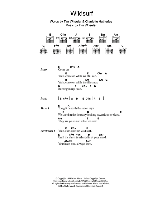Ash Wildsurf Sheet Music Notes & Chords for Lyrics & Chords - Download or Print PDF