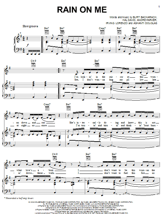 Ashanti Rain On Me Sheet Music Notes & Chords for Piano, Vocal & Guitar (Right-Hand Melody) - Download or Print PDF