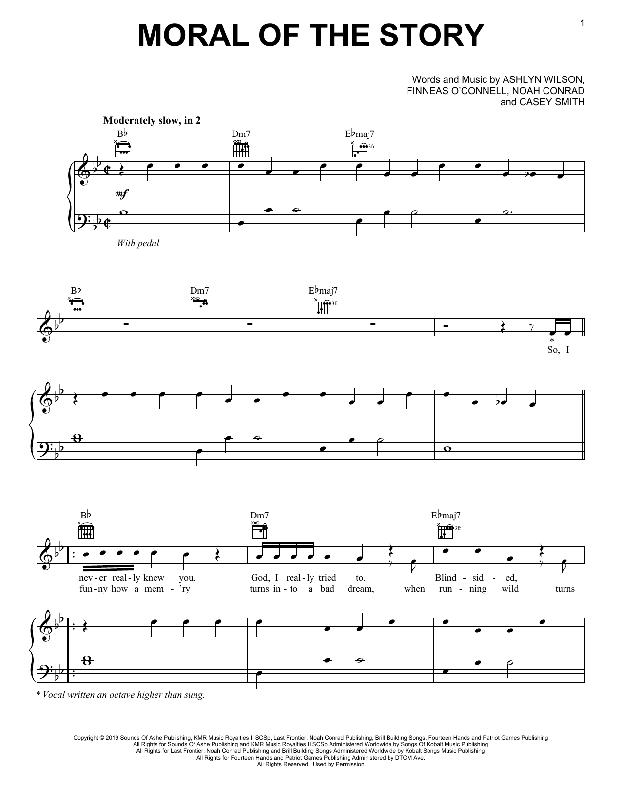 Ashe Moral Of The Story Sheet Music Notes & Chords for Piano, Vocal & Guitar (Right-Hand Melody) - Download or Print PDF