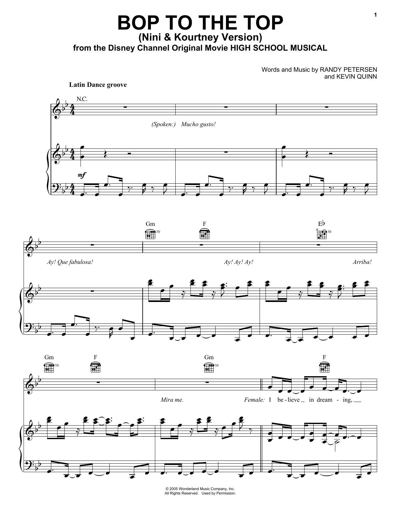 Ashley Tisdale and Lucas Grabeel Bop To The Top (from High School Musical) Sheet Music Notes & Chords for Easy Guitar Tab - Download or Print PDF