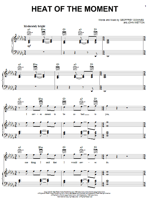 Asia Heat Of The Moment Sheet Music Notes & Chords for Guitar Lead Sheet - Download or Print PDF