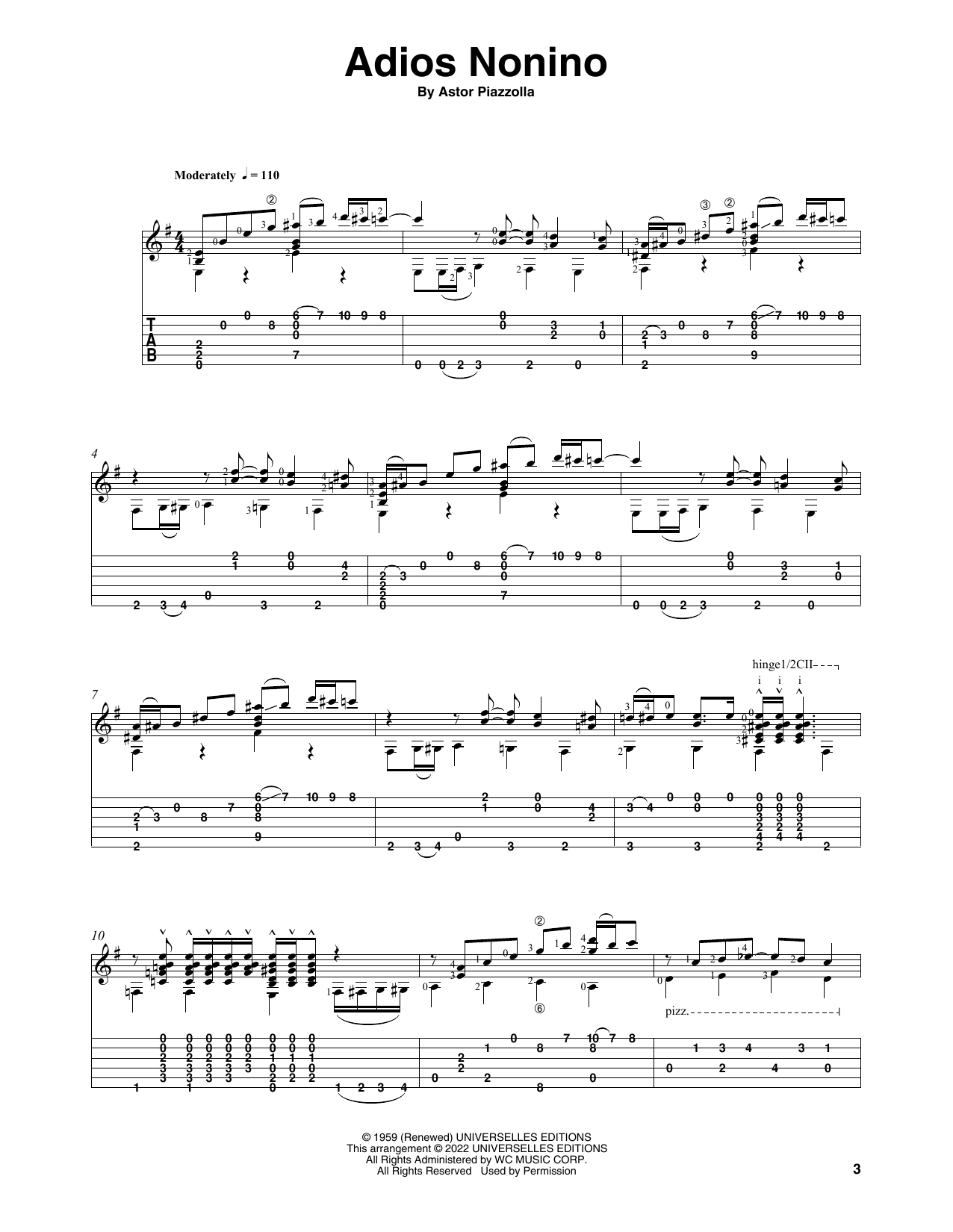 Astor Piazzolla Adios Nonino (arr. Celil Refik Kaya) Sheet Music Notes & Chords for Solo Guitar - Download or Print PDF