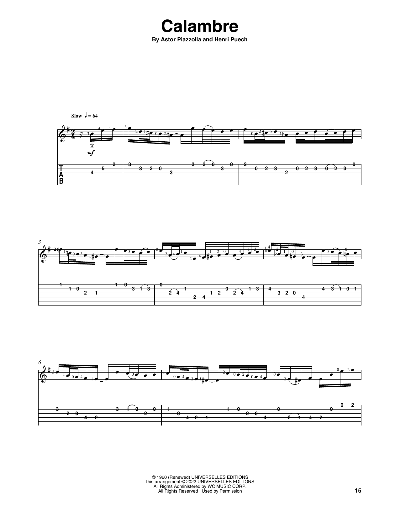 Astor Piazzolla Calambre (arr. Celil Refik Kaya) Sheet Music Notes & Chords for Solo Guitar - Download or Print PDF