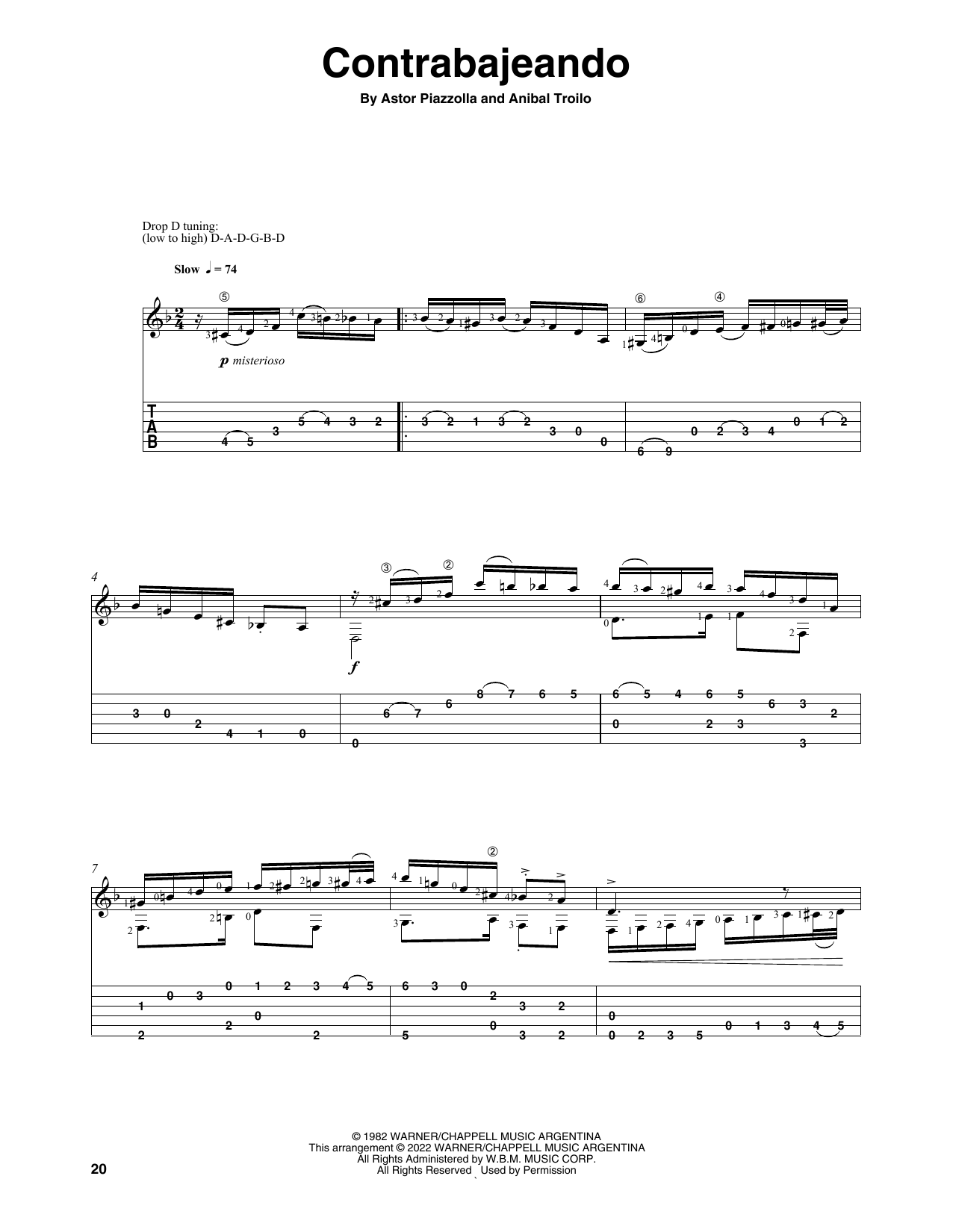 Astor Piazzolla Contrabajeando (arr. Celil Refik Kaya) Sheet Music Notes & Chords for Solo Guitar - Download or Print PDF