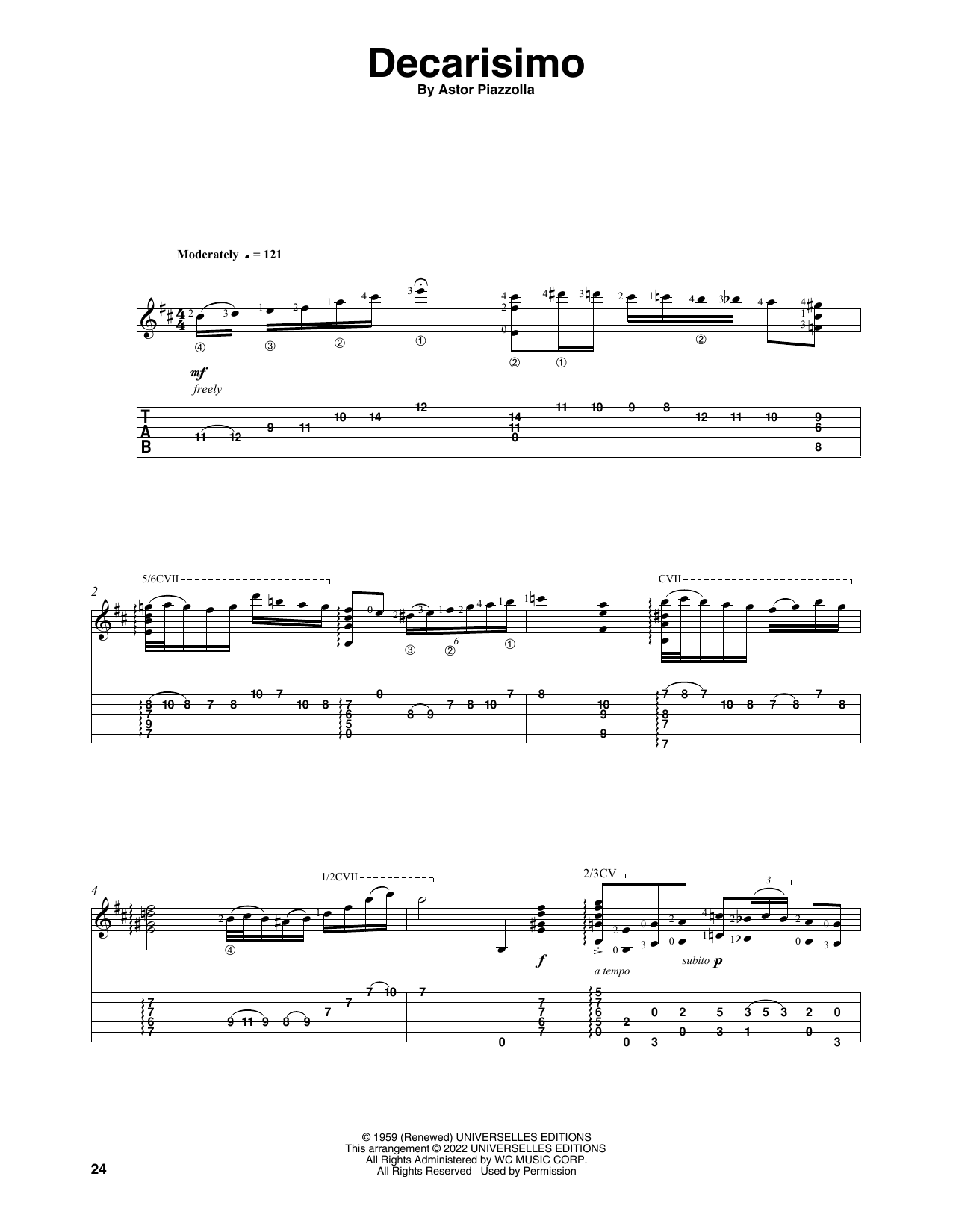 Astor Piazzolla Decarisimo (arr. Celil Refik Kaya) Sheet Music Notes & Chords for Solo Guitar - Download or Print PDF