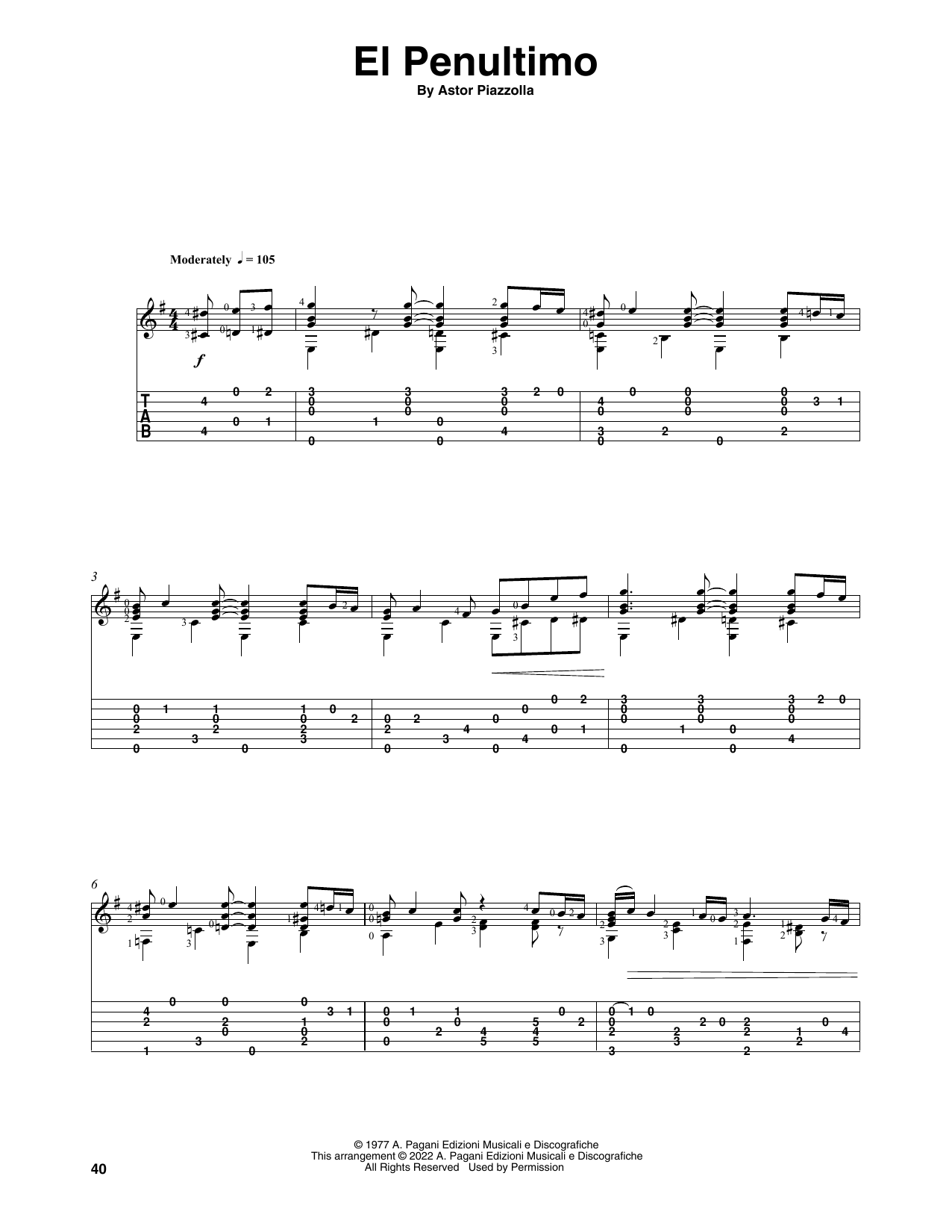 Astor Piazzolla El Penultimo (arr. Celil Refik Kaya) Sheet Music Notes & Chords for Solo Guitar - Download or Print PDF