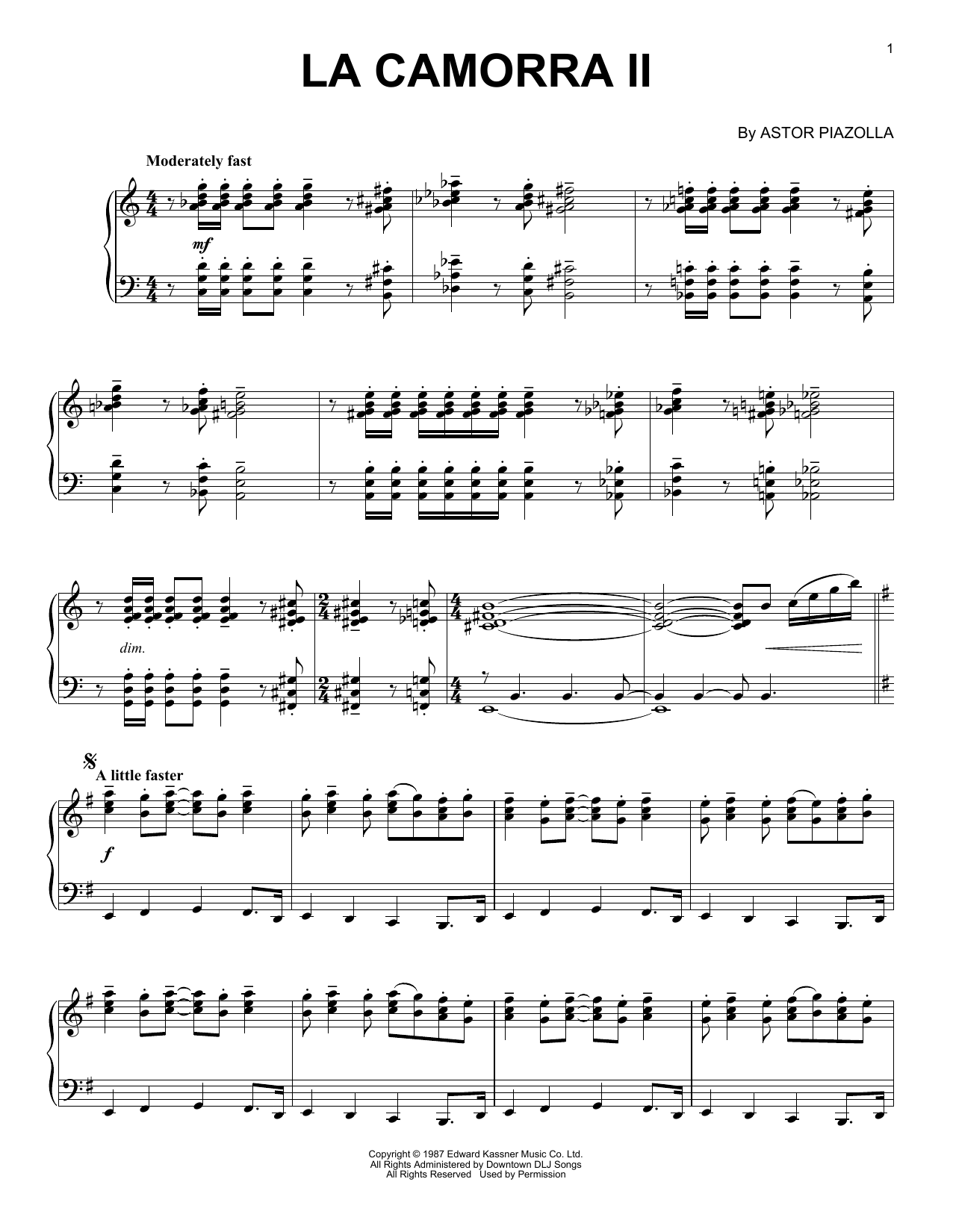 Astor Piazzolla La Camorra II Sheet Music Notes & Chords for Piano Solo - Download or Print PDF