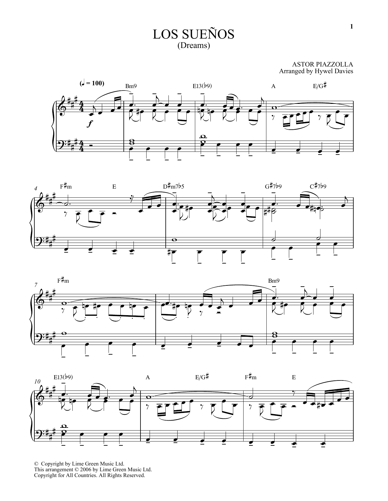 Astor Piazzolla Los Suenos Sheet Music Notes & Chords for Easy Piano - Download or Print PDF