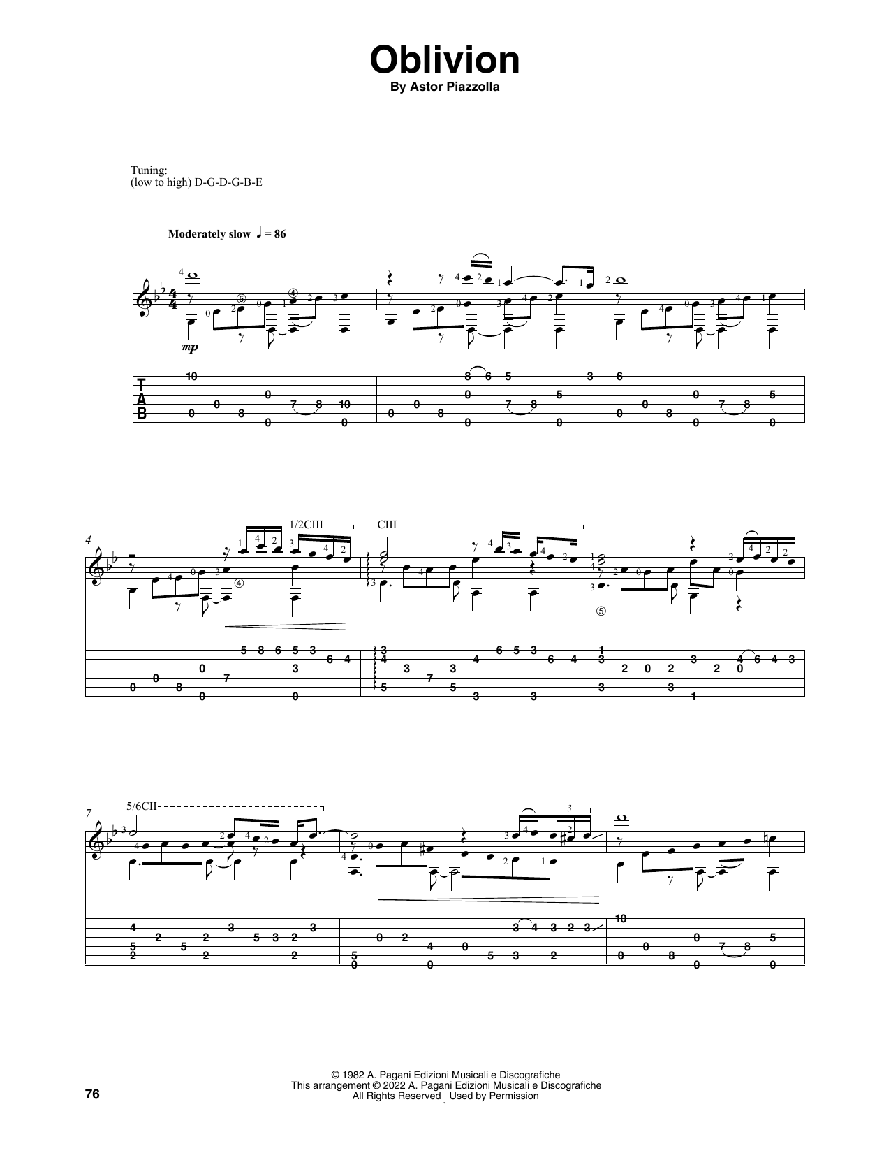 Astor Piazzolla Oblivion (arr. Celil Refik Kaya) Sheet Music Notes & Chords for Solo Guitar - Download or Print PDF