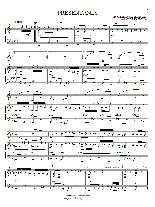 Astor Piazzolla Presentania Sheet Music Notes & Chords for Piano - Download or Print PDF Astor Piazzolla Presentania Sheet Music Notes & Chords for Piano - Download or Print PDF