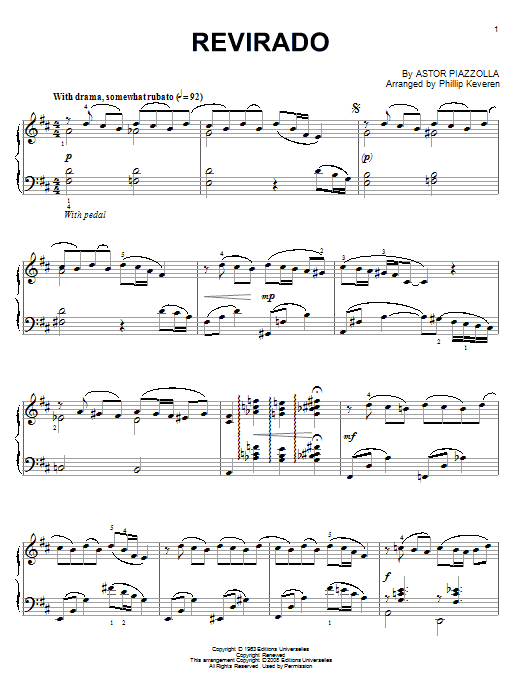 Astor Piazzolla Revirado Sheet Music Notes & Chords for Piano - Download or Print PDF