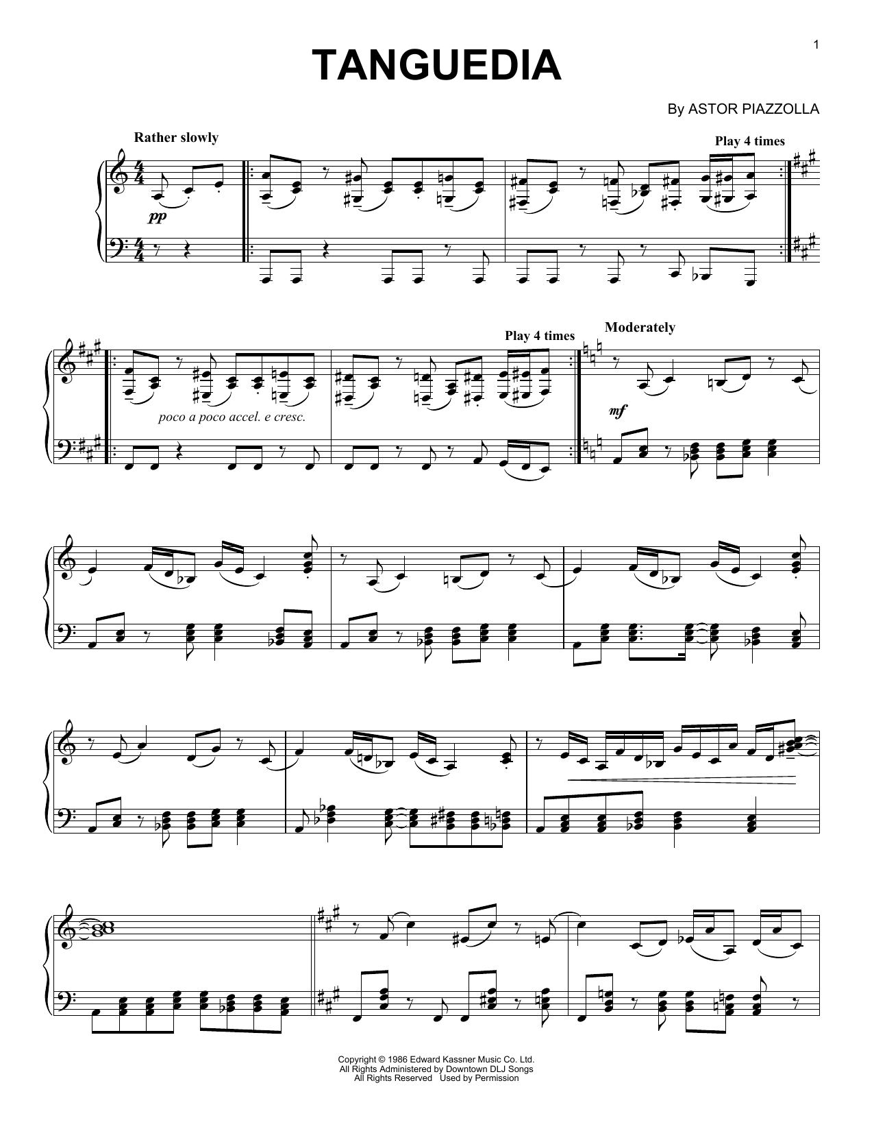 Astor Piazzolla Tanguedia Sheet Music Notes & Chords for Piano Solo - Download or Print PDF