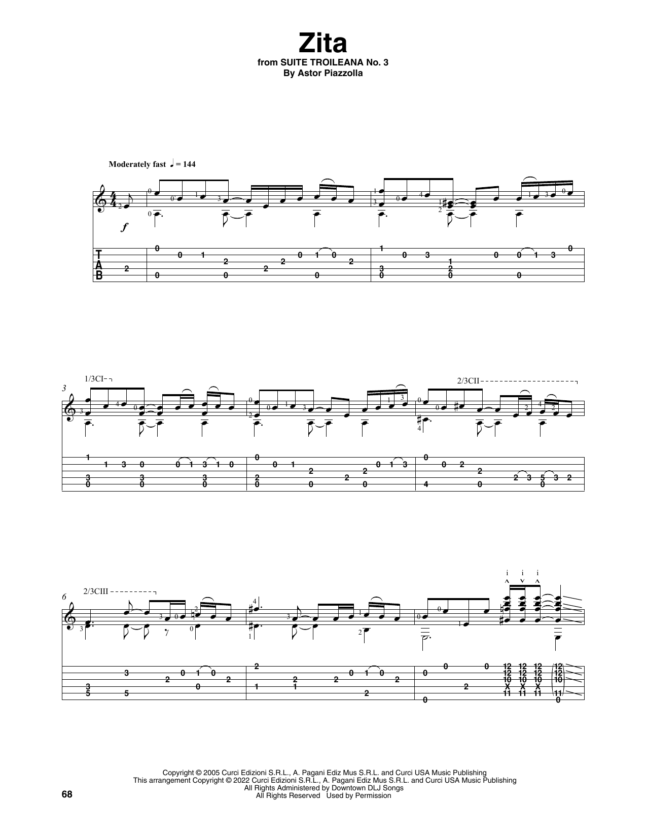 Astor Piazzolla Zita (arr. Celil Refik Kaya) Sheet Music Notes & Chords for Solo Guitar - Download or Print PDF