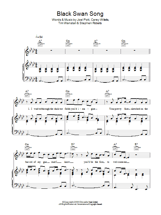 Athlete Black Swan Song Sheet Music Notes & Chords for Piano, Vocal & Guitar (Right-Hand Melody) - Download or Print PDF