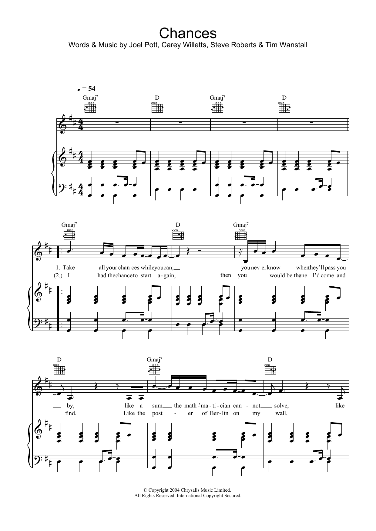 Athlete Chances Sheet Music Notes & Chords for Piano, Vocal & Guitar - Download or Print PDF