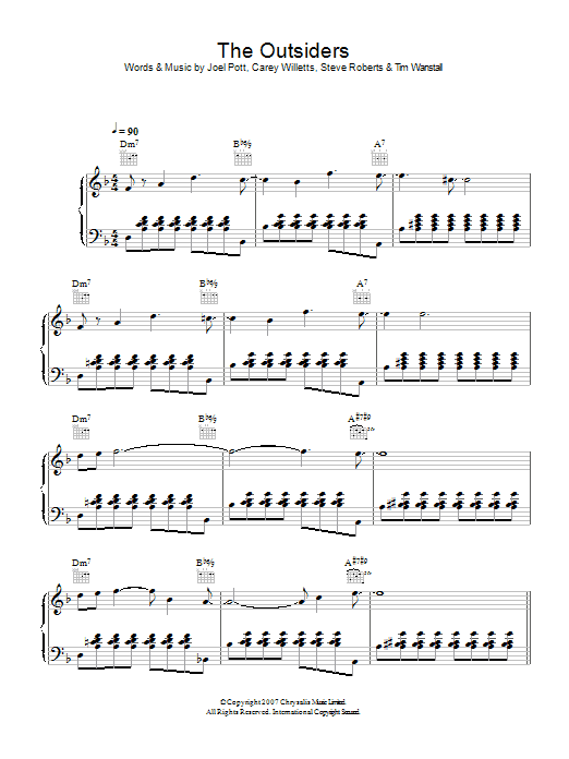 Athlete The Outsiders Sheet Music Notes & Chords for Piano, Vocal & Guitar - Download or Print PDF