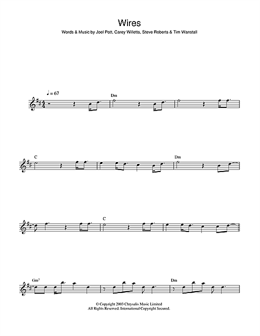 Athlete Wires Sheet Music Notes & Chords for Beginner Piano - Download or Print PDF