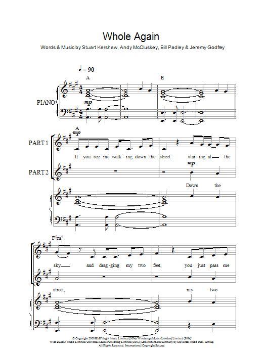 Preview Atomic Kitten Whole Again (arr. Rick Hein) Pop sheet music, notes and chords for 2-Part Choir, SKU: 49816 Whole Again (arr. Rick Hein) sheet music