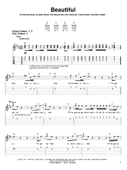 Audio Adrenaline Beautiful Sheet Music Notes & Chords for Easy Guitar - Download or Print PDF