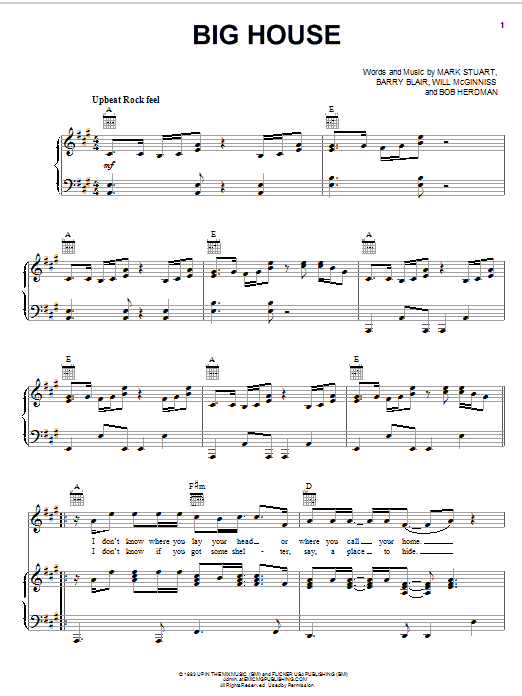 Audio Adrenaline Big House Sheet Music Notes & Chords for Piano, Vocal & Guitar (Right-Hand Melody) - Download or Print PDF