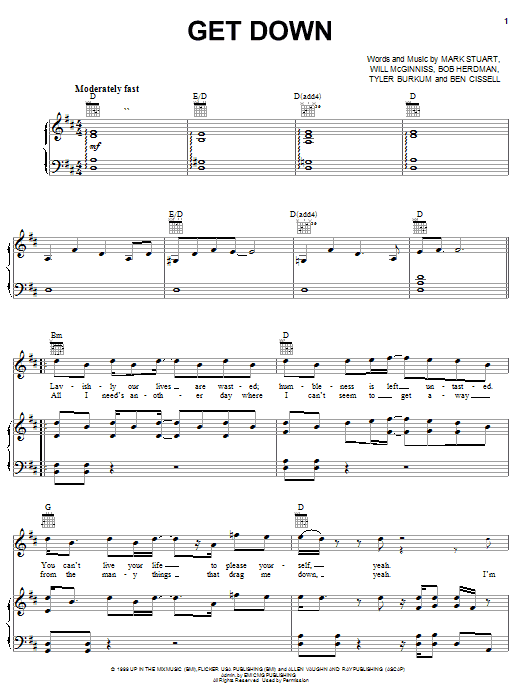 Audio Adrenaline Get Down Sheet Music Notes & Chords for Lead Sheet / Fake Book - Download or Print PDF