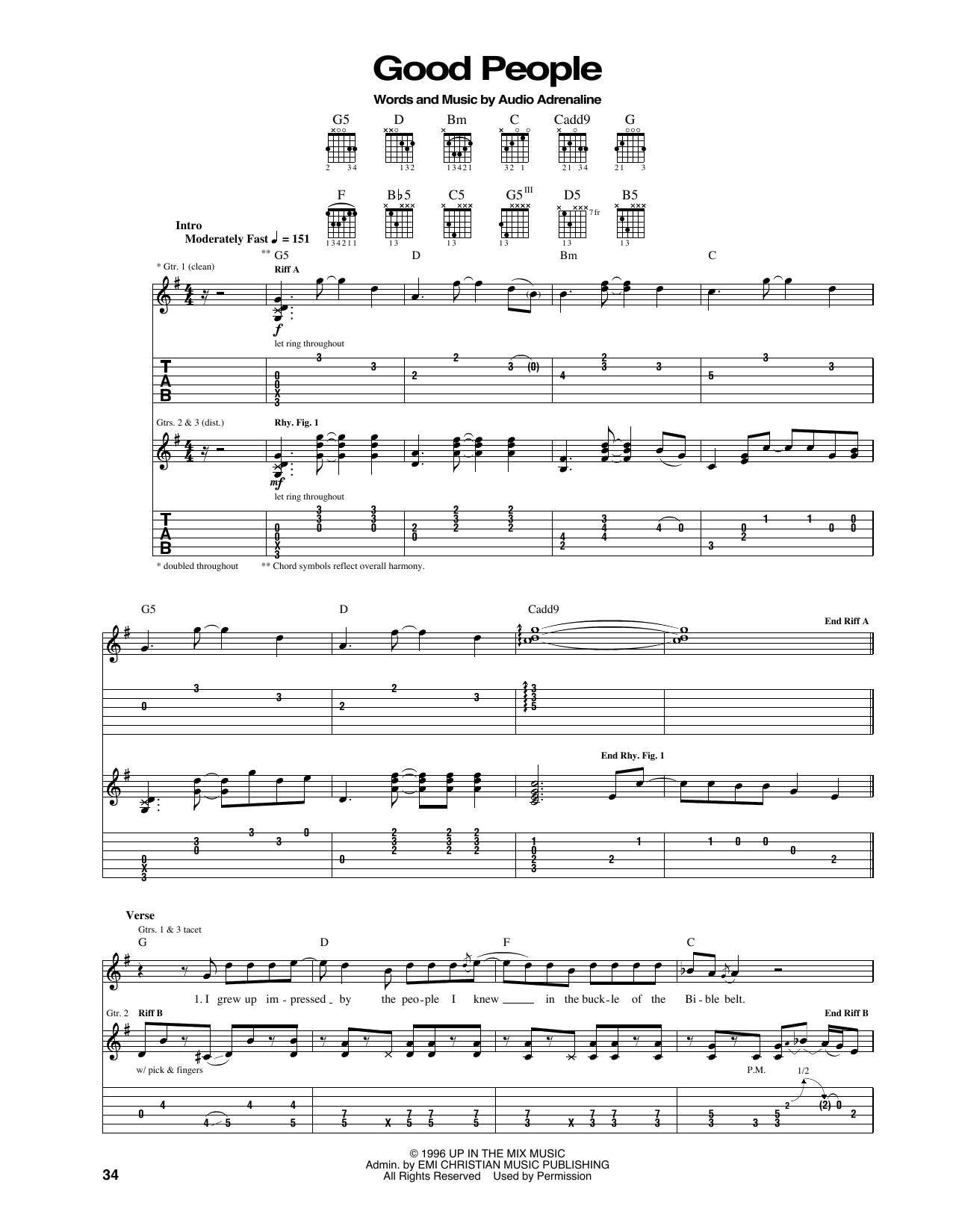 Audio Adrenaline Good People Sheet Music Notes & Chords for Guitar Tab - Download or Print PDF