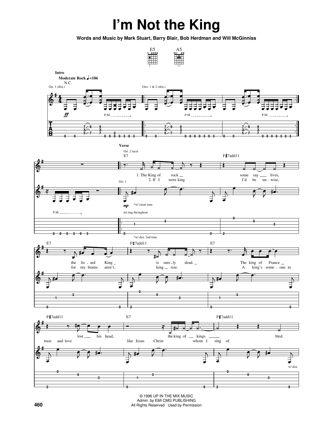 Audio Adrenaline I'm Not The King Sheet Music Notes & Chords for Guitar Tab - Download or Print PDF