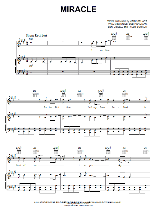 Audio Adrenaline Miracle Sheet Music Notes & Chords for Piano, Vocal & Guitar (Right-Hand Melody) - Download or Print PDF