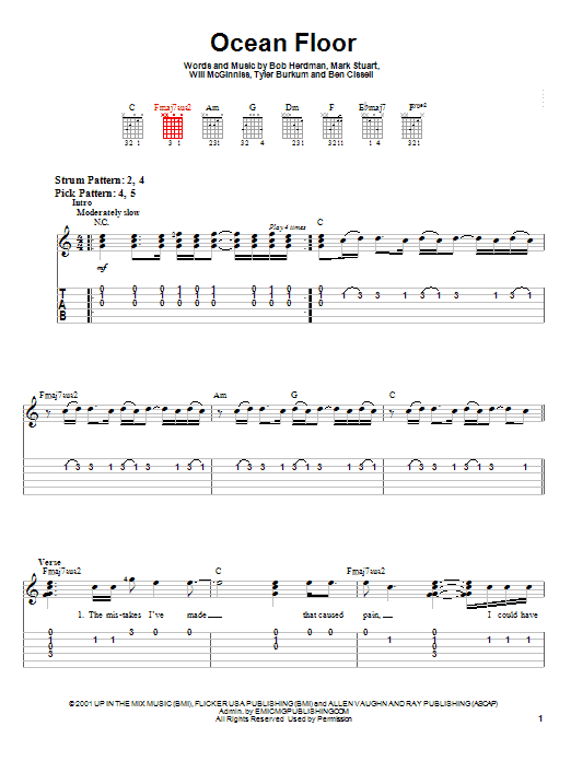 Audio Adrenaline Ocean Floor Sheet Music Notes & Chords for Easy Guitar - Download or Print PDF