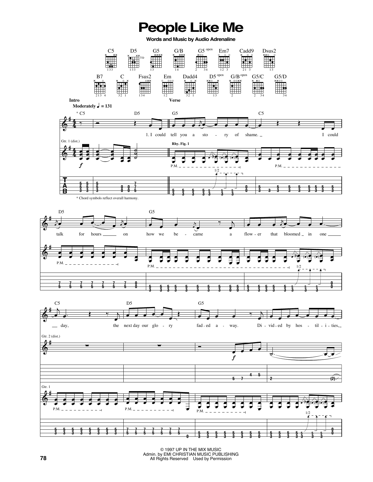 Audio Adrenaline People Like Me Sheet Music Notes & Chords for Guitar Tab - Download or Print PDF