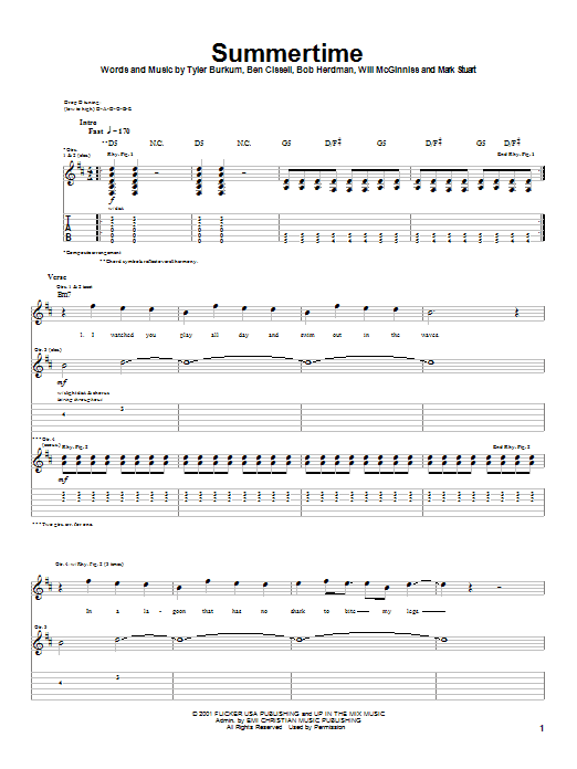 Audio Adrenaline Summertime Sheet Music Notes & Chords for Guitar Tab - Download or Print PDF Audio Adrenaline Summertime Sheet Music Notes & Chords for Guitar Tab - Download or Print PDF