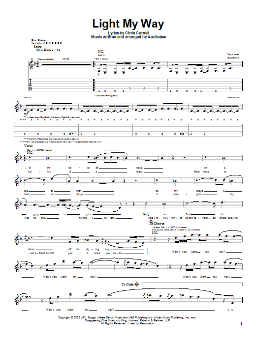 Audioslave Light My Way Sheet Music Notes & Chords for Guitar Tab - Download or Print PDF