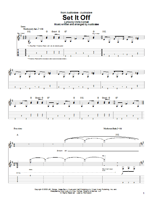 Audioslave Set It Off Sheet Music Notes & Chords for Guitar Tab - Download or Print PDF
