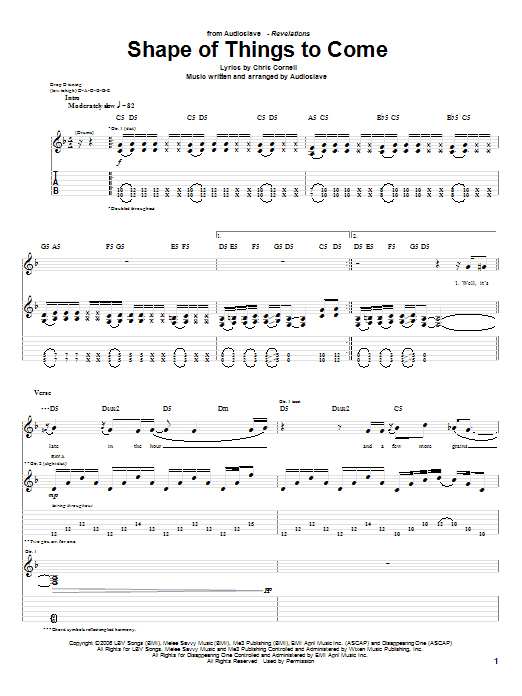 Audioslave Shape Of Things To Come Sheet Music Notes & Chords for Guitar Tab - Download or Print PDF Audioslave Shape Of Things To Come Sheet Music Notes & Chords for Guitar Tab - Download or Print PDF