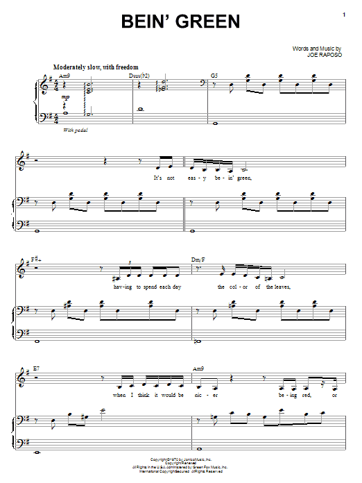 Audra McDonald Bein' Green Sheet Music Notes & Chords for Piano, Vocal & Guitar (Right-Hand Melody) - Download or Print PDF