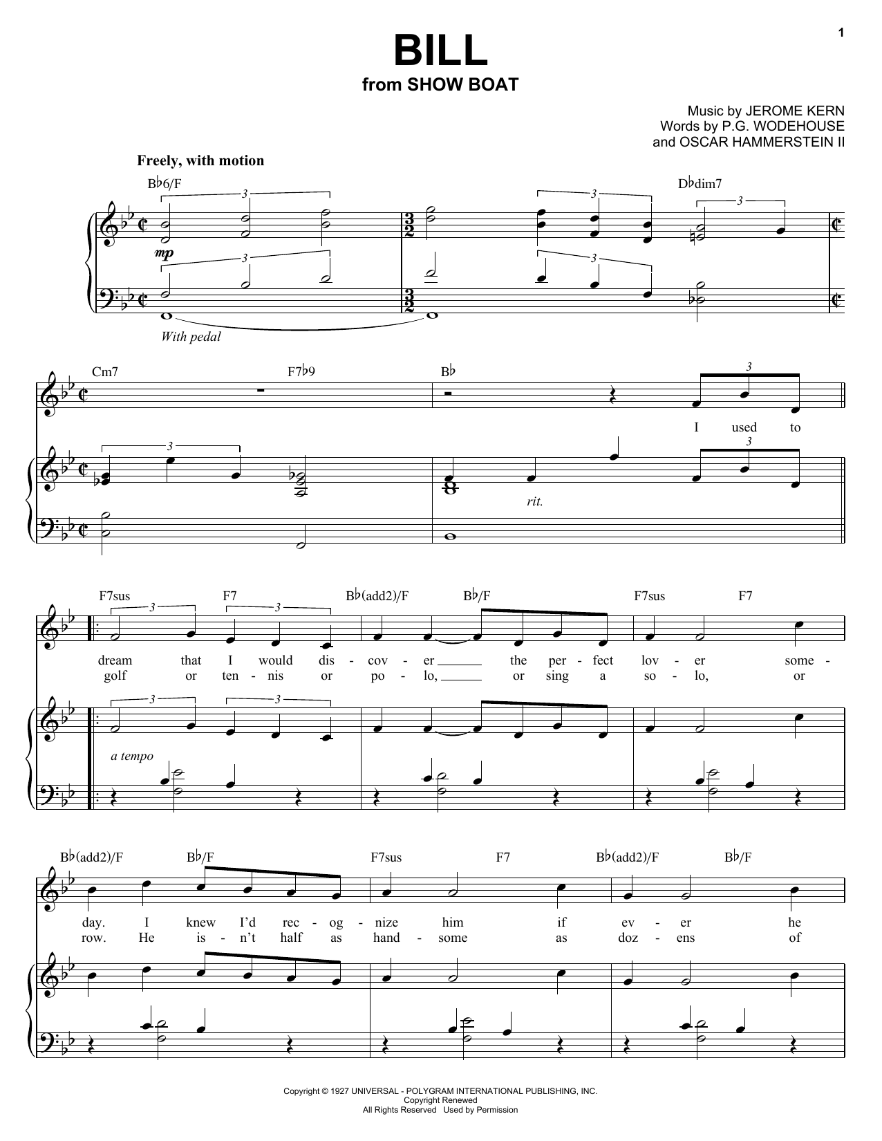 Audra McDonald Bill Sheet Music Notes & Chords for Piano, Vocal & Guitar (Right-Hand Melody) - Download or Print PDF