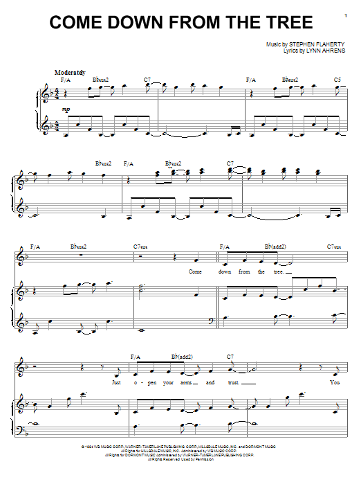 Audra McDonald Come Down From The Tree Sheet Music Notes & Chords for Piano, Vocal & Guitar (Right-Hand Melody) - Download or Print PDF