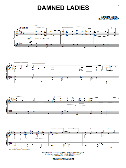 Audra McDonald Damned Ladies Sheet Music Notes & Chords for Piano & Vocal - Download or Print PDF