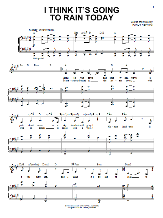 Audra McDonald I Think It's Going To Rain Today Sheet Music Notes & Chords for Piano & Vocal - Download or Print PDF