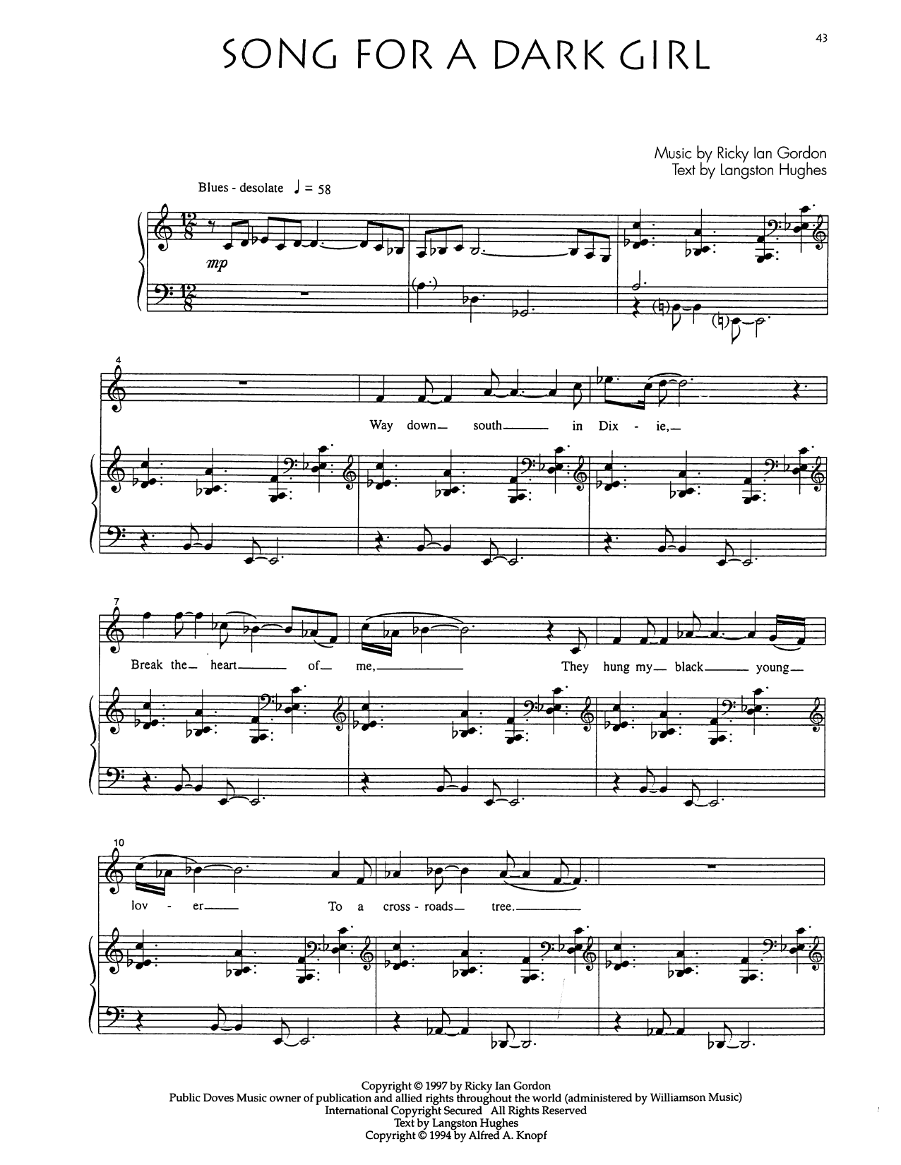 Audra McDonald Song For A Dark Girl Sheet Music Notes & Chords for Piano & Vocal - Download or Print PDF Audra McDonald Song For A Dark Girl Sheet Music Notes & Chords for Piano & Vocal - Download or Print PDF