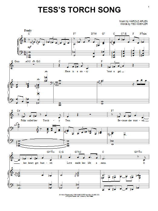 Audra McDonald Tess's Torch Song Sheet Music Notes & Chords for Piano & Vocal - Download or Print PDF