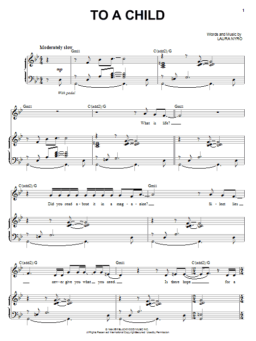 Audra McDonald To A Child Sheet Music Notes & Chords for Piano, Vocal & Guitar (Right-Hand Melody) - Download or Print PDF