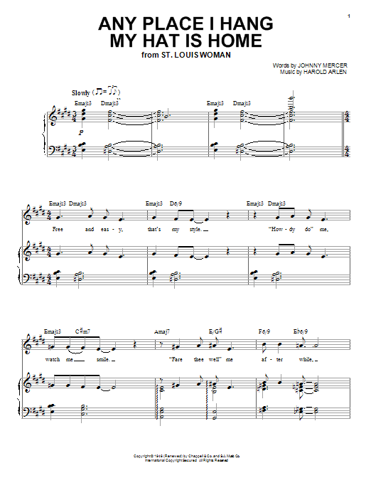Preview Audra McDonald Any Place I Hang My Hat Is Home Jazz sheet music, notes and chords for Piano, Vocal & Guitar (Right-Hand Melody), SKU: 25691 Any Place I Hang My Hat Is Home sheet music