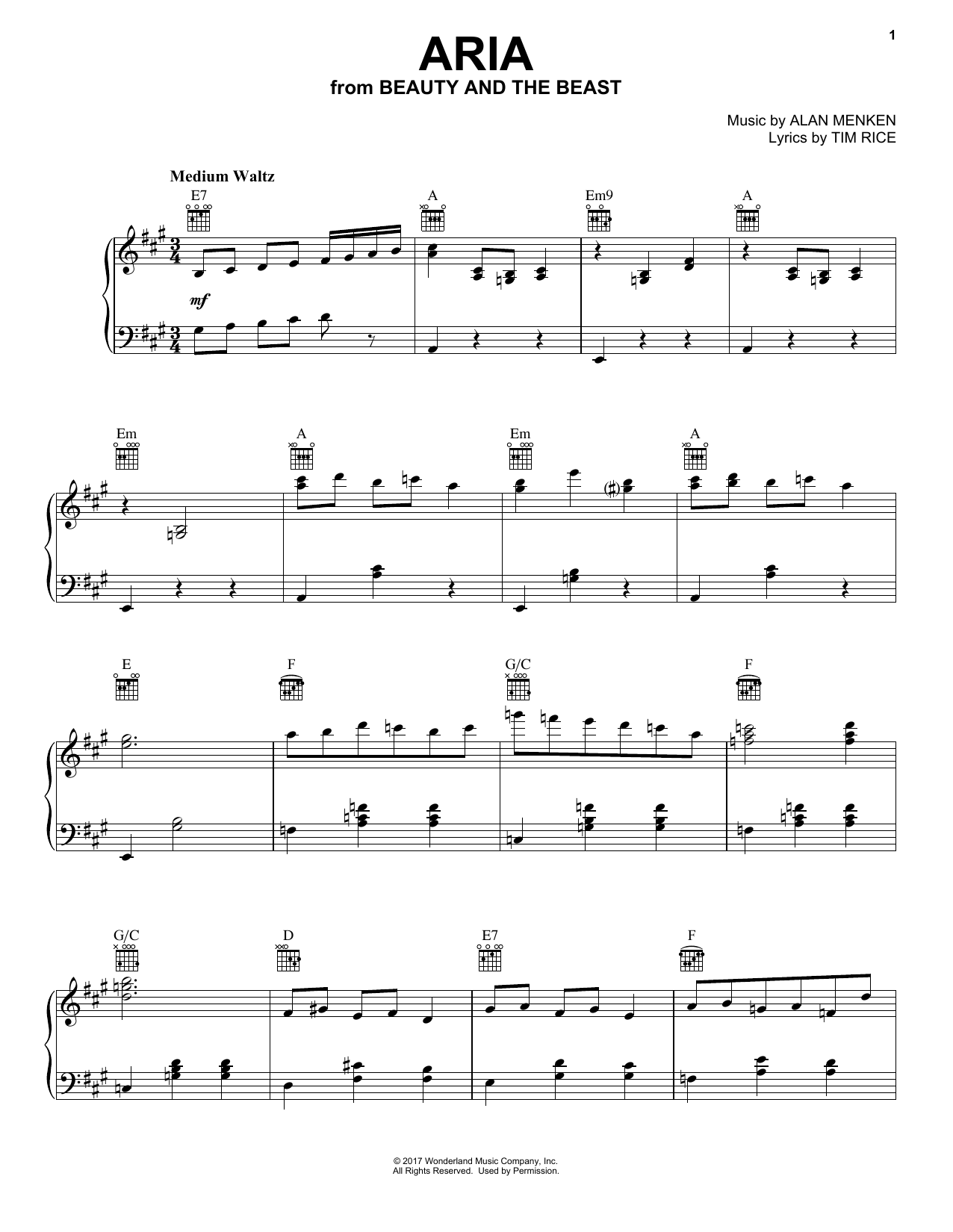 Aria (from Beauty And The Beast) sheet music