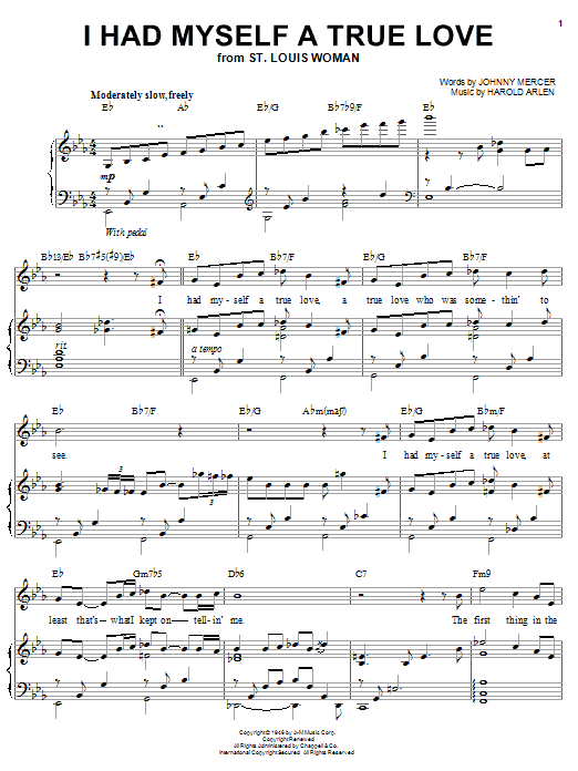 Preview Audra McDonald I Had Myself A True Love Pop sheet music, notes and chords for Piano, Vocal & Guitar (Right-Hand Melody), SKU: 25693 I Had Myself A True Love sheet music