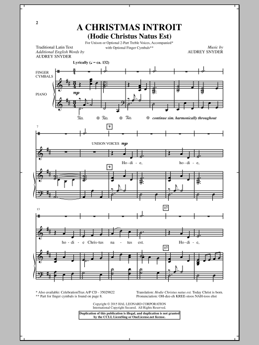 Audrey Snyder A Christmas Introit (Hodie Christus Natus Est) Sheet Music Notes & Chords for Choral - Download or Print PDF