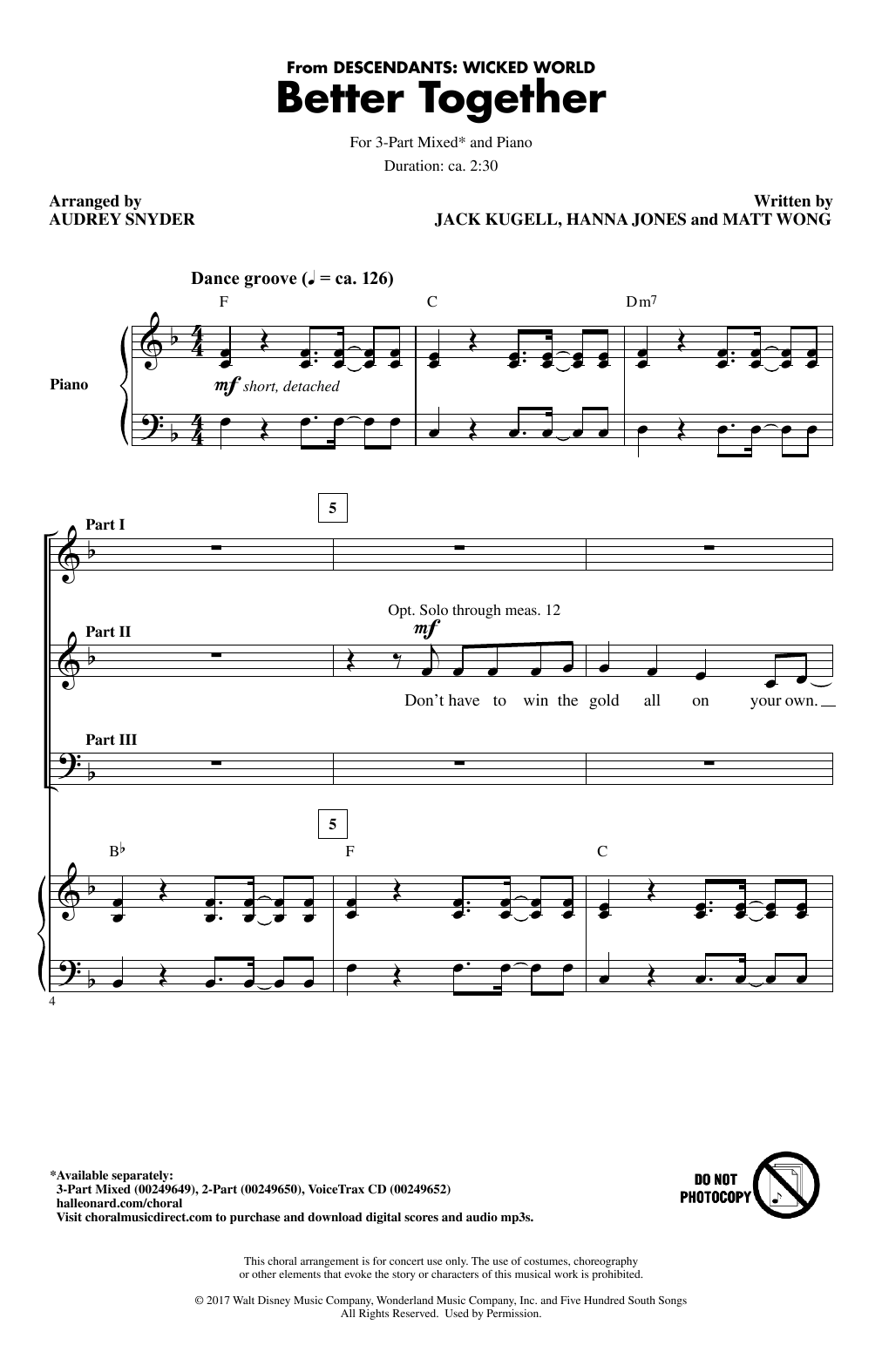Audrey Snyder Better Together Sheet Music Notes & Chords for 3-Part Mixed - Download or Print PDF