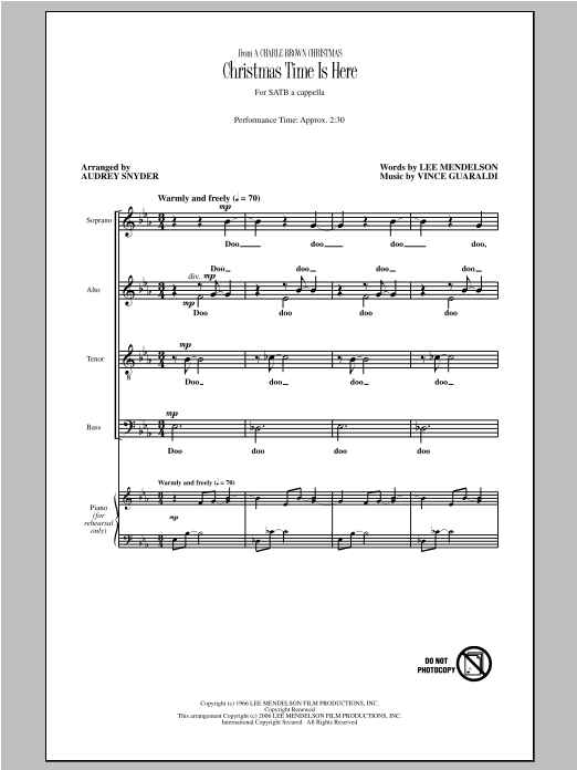 Audrey Snyder Christmas Time Is Here Sheet Music Notes & Chords for SATB - Download or Print PDF