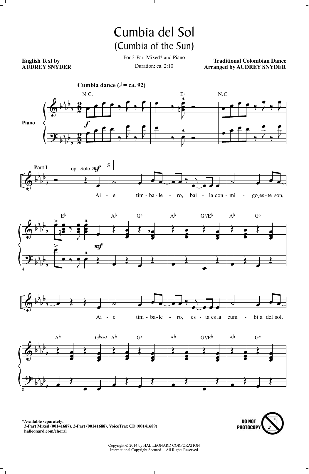 Audrey Snyder Cumbia Del Sol (Cumbia Of The Sun) Sheet Music Notes & Chords for 2-Part Choir - Download or Print PDF